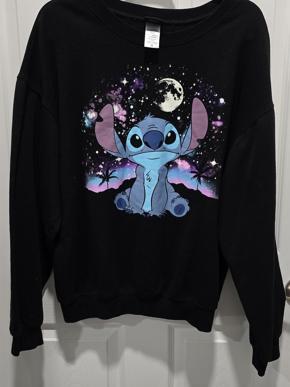 Disney Black Sweatshirt with Blue & Pink Stitch Graphic